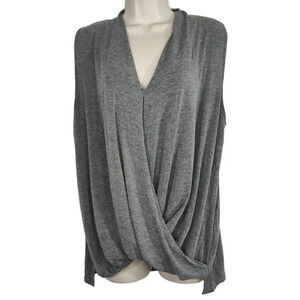 Caralase Grey V-neck Top Shirt Women Size L Sleeveless Casual